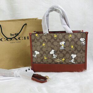 NEW COACH PEANUTS DEMPSEY Carryall Signature Canvas Snoopy Woodstock Authentic